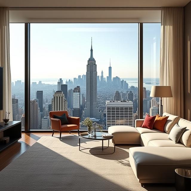 Luxury penthouse overlooking Manhattan